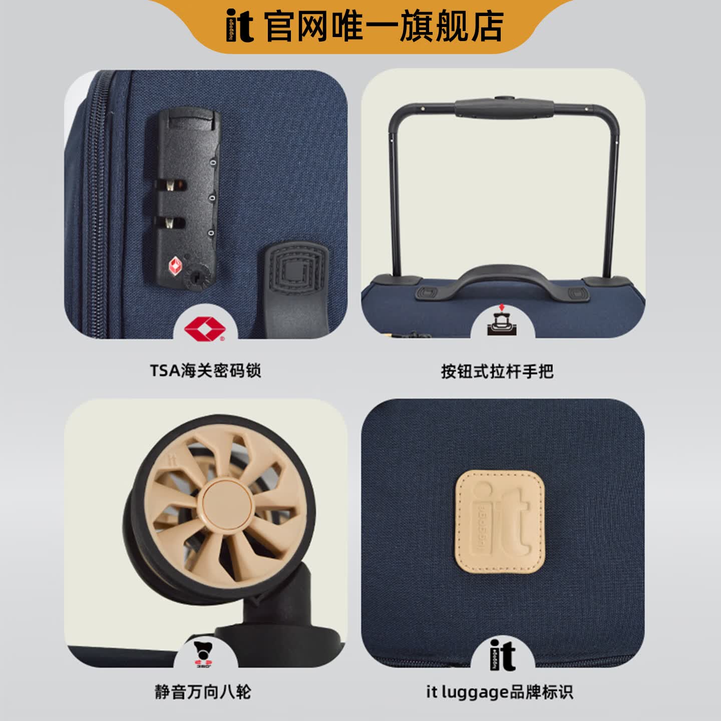 LUGGAGE IT英国itluggage超轻牛津布行李软箱宽拉杆旅行密码皮箱男女万向轮 裙蓝色 28英寸