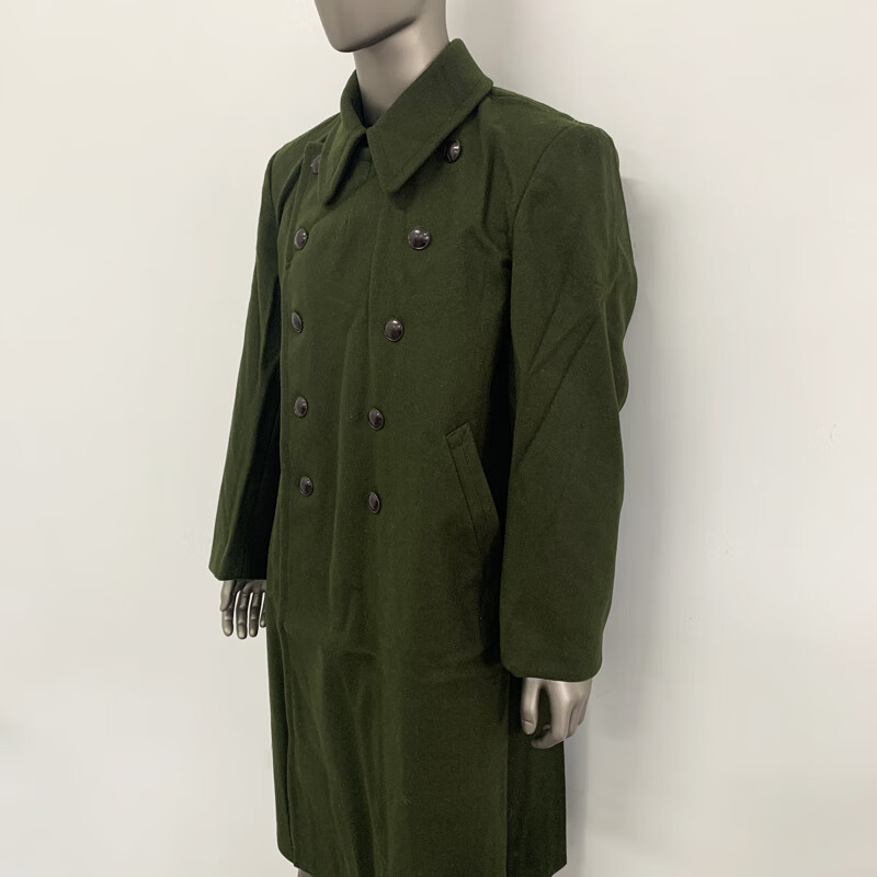 丽纱蓓儿将军呢子大衣怀旧老库存代军绿男式中长款单排扣毛呢风衣外套
