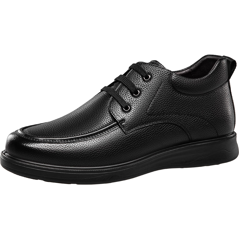 康奈（kangnai）男靴加絨保暖棉鞋短靴頭層牛皮商務(wù)休閑鞋2025年冬季新品 黑色 42