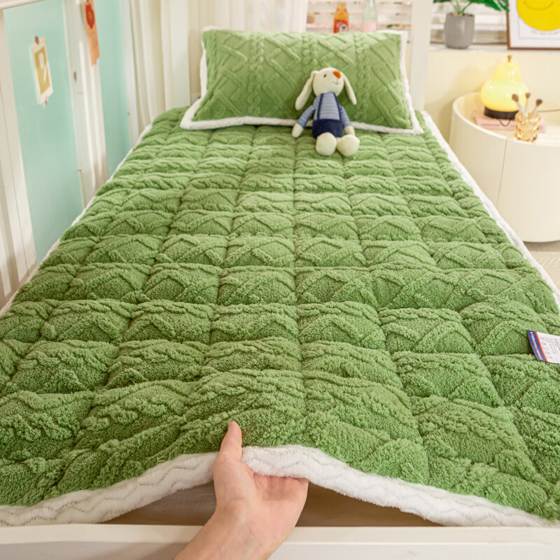 胖东来同款学生宿舍加厚床单秋冬季牛奶绒床单单件加厚毛毯床垫学 深卡其-牛奶绒夹棉 牛奶绒床单单件-/cm 120cm*200cm