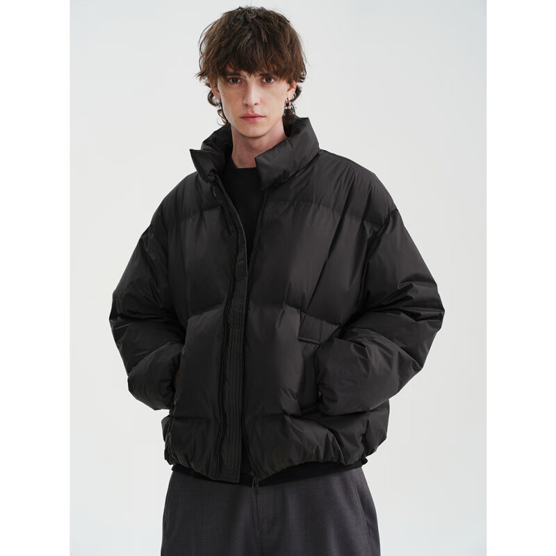 MIDASHAND 2025新款高街羽绒服男纯色90白鸭绒宽松休闲百搭加厚立领外套 杏色 M (身高164-174cm)