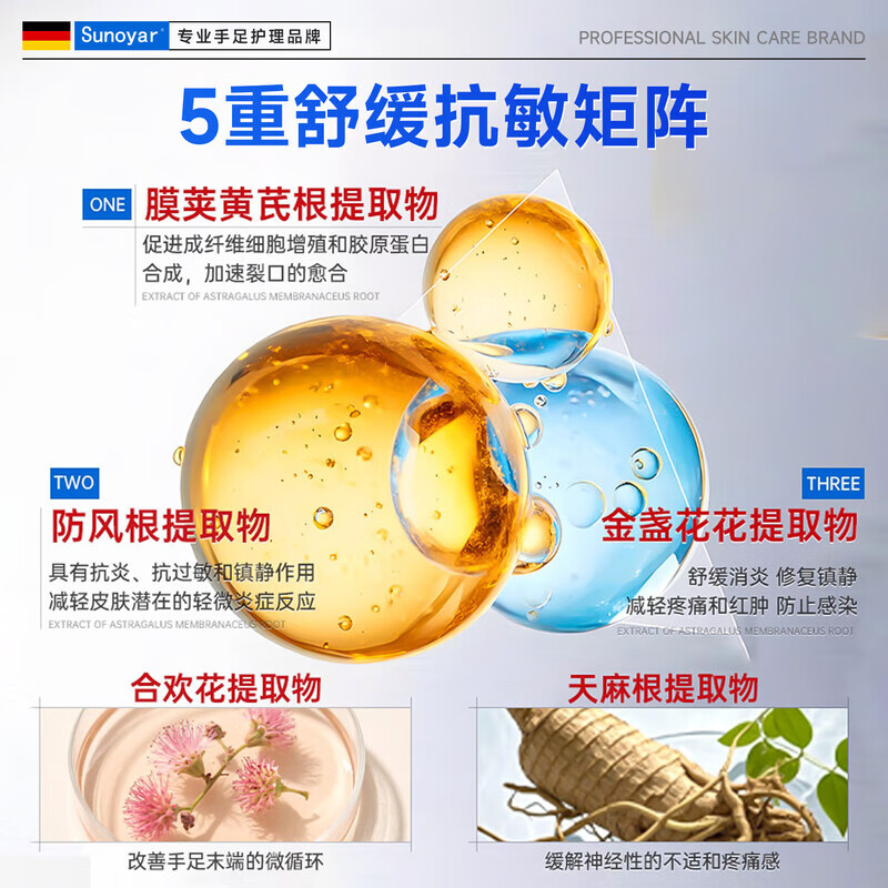 Sunoyar德国维E马油防裂膏手足裂干裂脚后跟开裂护手硬皮跟皲裂 1盒装【局部适用】德国品质医研级防干裂滋润
