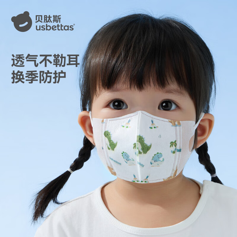 贝肽斯儿童口罩3d立体宝宝婴幼儿3到6岁一次性婴儿专用防护口耳罩 欢乐颂曲(32片装)【7A级抑菌儿童专用】 S码【0-3岁】耳绳款