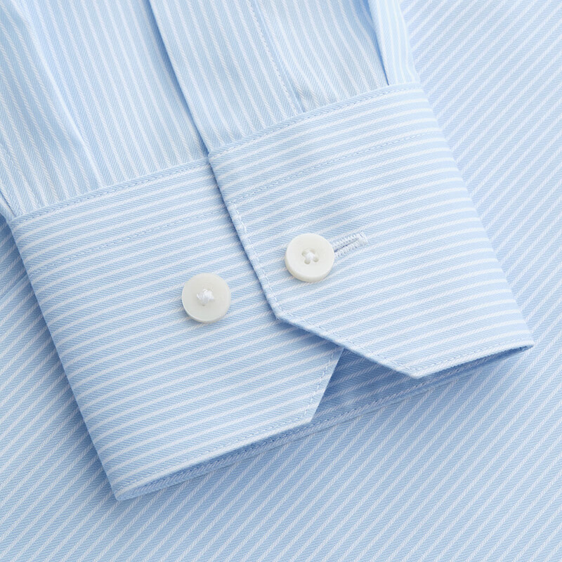 恺米切（CAMICISSIMA）【200支纱】天狼星商务休闲男士免烫长袖衬衫 蓝色小条纹衬衣男 蓝色 40