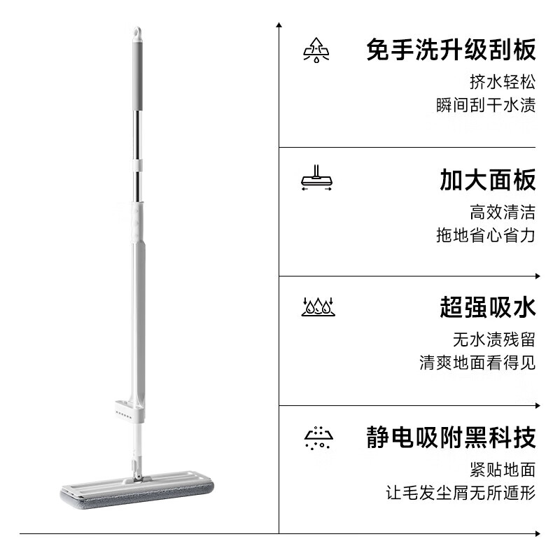 五月花平板拖把免手洗拖布2025懒人墩布家用除尘吸水地拖干湿两用拖把 【畅销款】38cm拖把+4块布