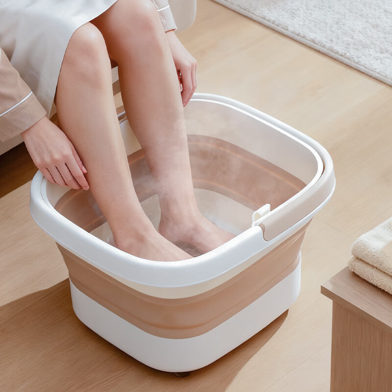 禧天龙折叠泡脚桶带防塌支架按摩泡脚盆洗脚盆足浴盆泡脚袋便捷式养生桶 折叠泡脚桶 38.5cm