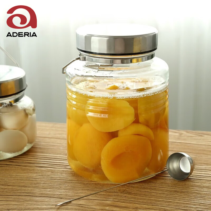 阿德利亚（ADERIA）日本进口石塚硝子青梅泡酒瓶容器腌菜坛子酵素瓶陈皮专用密封罐子 3L不锈钢盖泡酒瓶+酒勺(1只)