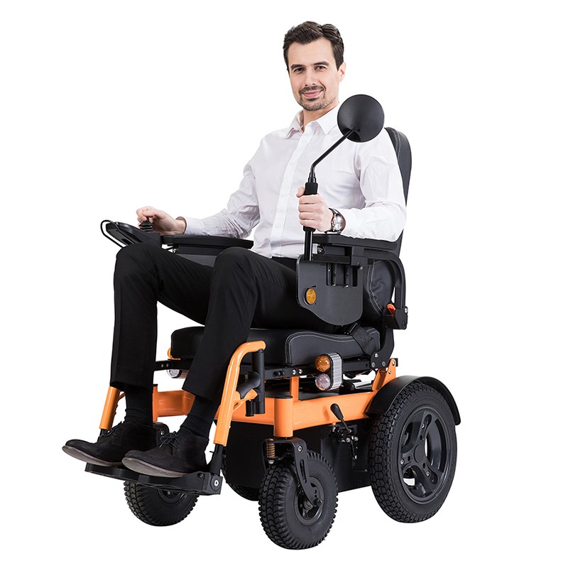 伊凯电动轮椅EPW61-62L越野豪华型轮椅车舒适座椅加大电机电池配置可选可后躺老年残疾人四轮车 橙色55AH铅酸电池续航38公里当天发货
