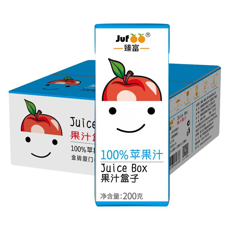 臻富（jufoo）果汁200g*24瓶 纯果蔬汁纯苹果汁好喝健康饮品饮料整箱 果蔬汁12瓶+苹果汁12瓶