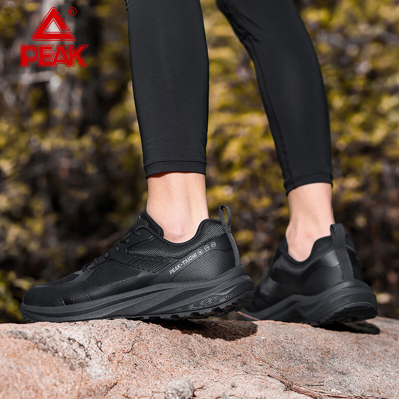 匹克态极跑步鞋全黑通勤百搭运动鞋户外防滑耐磨防泼水登山鞋徒步鞋 黑色 39