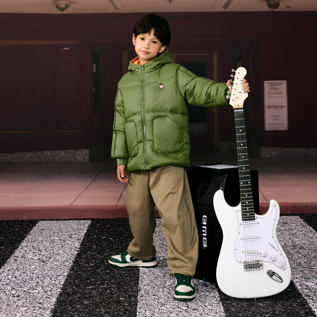 MQD男大童学院风潮酷休闲保暖连帽羽绒服