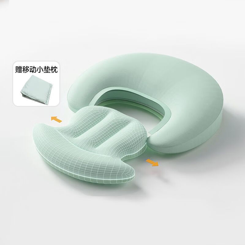 枕工坊哺乳枕头孕妇月子喂奶孕期新生婴儿u型多功能防吐奶斜坡垫 高阶版三合一【肤感天丝】温特绿 默认