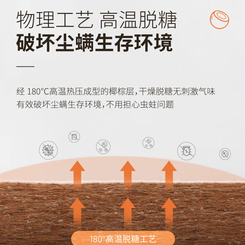 美方格 MEFANKE偏硬3E椰棕床垫0胶水环保棕无甲醛乳胶黄麻床垫飘窗棕榈垫全拆 【8cm】针织面料+椰棕+乳胶 1500mm*2000mm