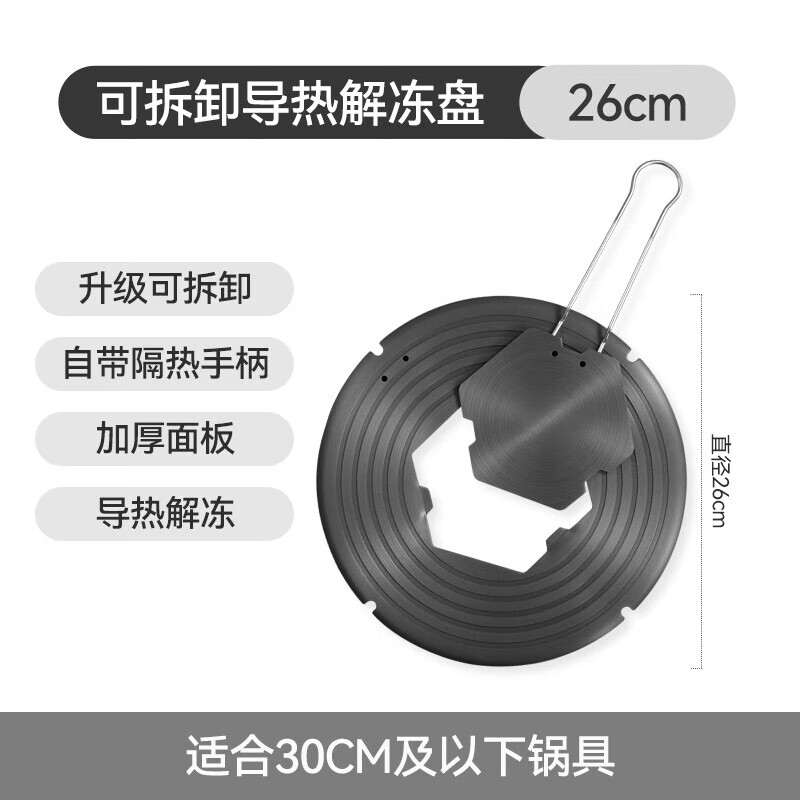 CKULH德国导热板燃气煤气灶家用解冻加热隔热盘隔火垫导热盘防烧黑 【升级可拆卸】26cm-适用30cm及以下锅具 导热/解冻盘两用盘