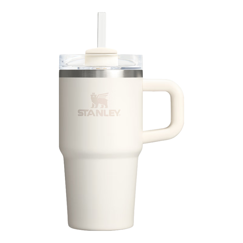STANLEY保溫杯水杯吸管杯大容量杯子保溫保冷車載家居辦公男女禮物 【新升級(jí)】米白色- 591ml