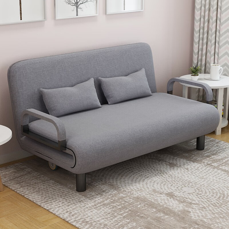 立太懒人沙发床两用可折叠午休床客厅单人双人多功能床简易折叠床小户型 灰色190X120cm