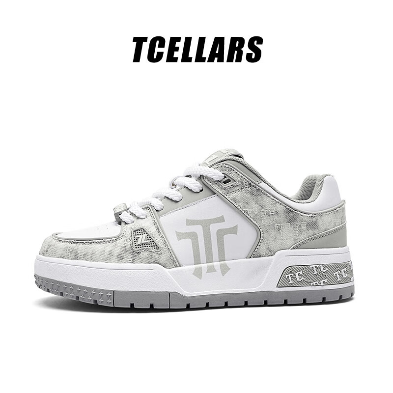 Tcellars板鞋男鞋2025冬季新款轻奢涂鸦潮鞋低帮厚底复古百搭休闲鞋子男款 复古灰（Tpai） 42
