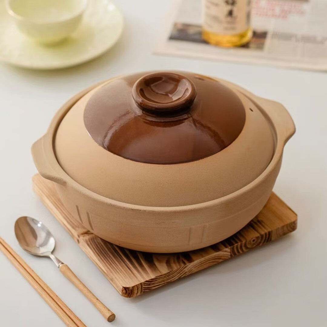 炎礼老式土砂锅耐高温砂锅菜专用煲仔饭沙锅干烧不裂商用燃气煲汤锅 32#有盖【适用8-12人】反朴平锅 5L