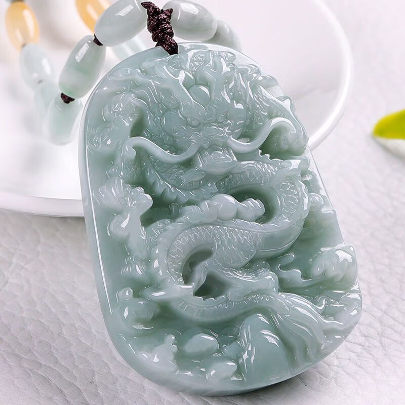 珠宝严选【每日漏】虎薇天然a货翡翠龙牌吊坠男大玉龙王十二生肖龙牌