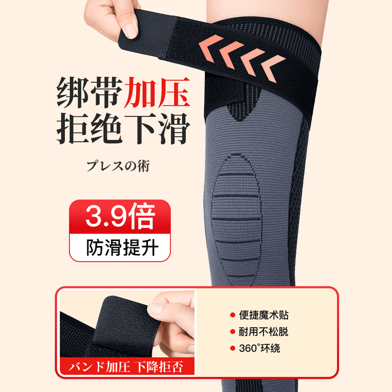 石墨烯自发热护膝盖保暖老寒腿男女士漆关节秋冬防寒加长款护腿套 【艾草自发热-长款】老寒腿专护理疗 自发热护膝【M码】90-110斤