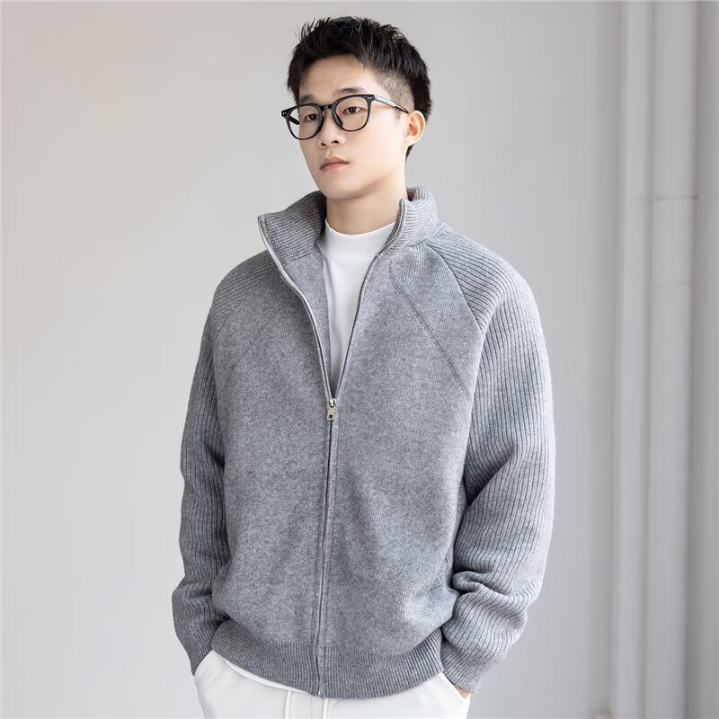 90%白鸭绒保暖针织羽绒服男士立领毛衣冬季新款宽松大码休闲外套 灰色 591 【90%白鸭绒】 3XL 建议 186-205斤