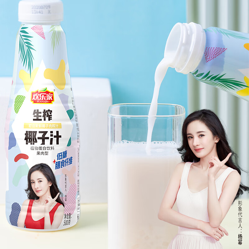 欢乐家 饮料椰子汁1.25kg*2瓶 大瓶装椰汁植物蛋白饮料 聚会宴席 【小瓶】椰子汁500g*5瓶