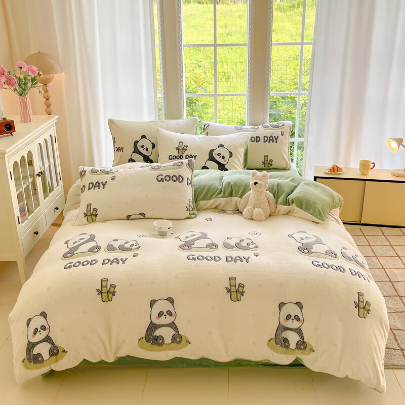 麦琪娜 雪花绒单被套双人被套单品被套水晶绒金貂绒单被套 绒毛细密柔软舒适 20支 团团圆圆 200cm*180cm