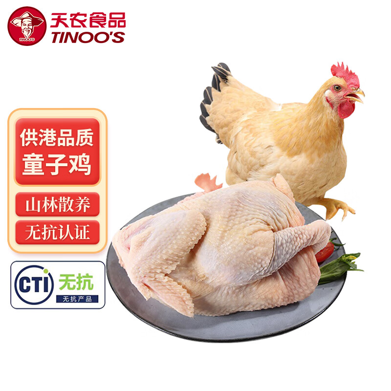 天农清远岭南童子鸡 1.2斤 散养土鸡走地鸡小嫩鸡整鸡 冷冻 烤鸡清蒸