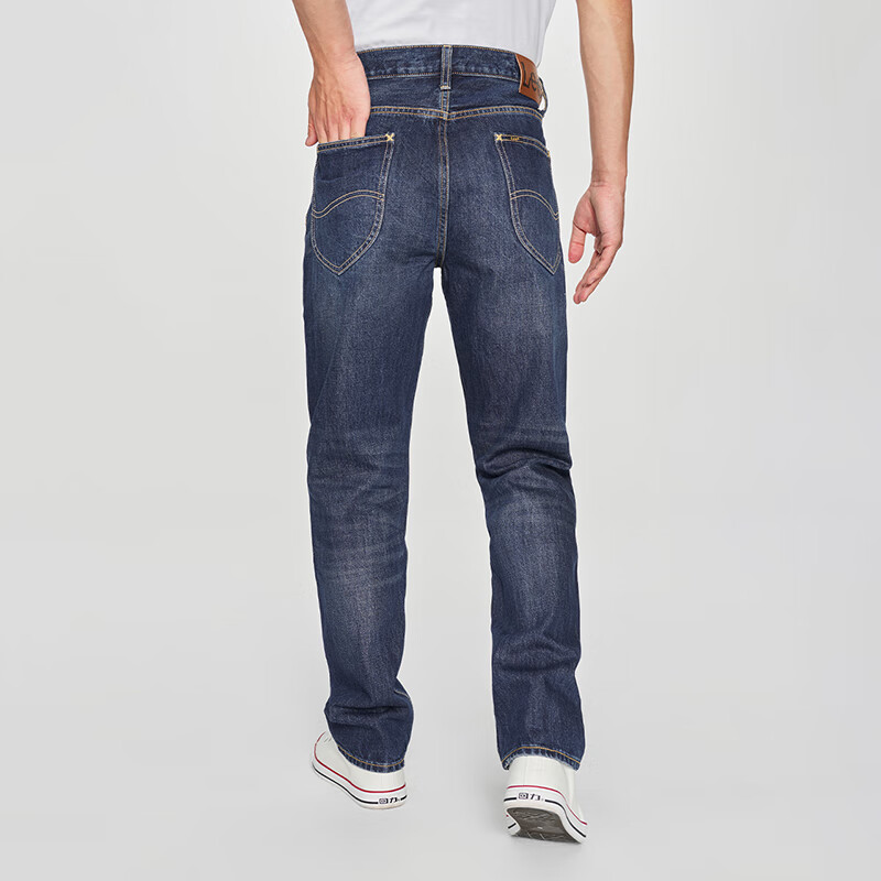 Lee商场同款25早春741舒适中腰锥形五袋款中蓝色男牛仔裤潮流 蓝色 30/31