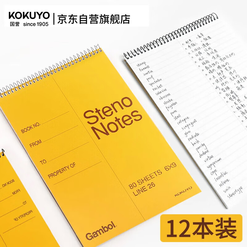 国誉（KOKUYO）【全网低价】螺旋笔记本子Gambol竖翻本线圈上翻本6x9寸 中央分栏 80张/本 12本 WCN-S6090