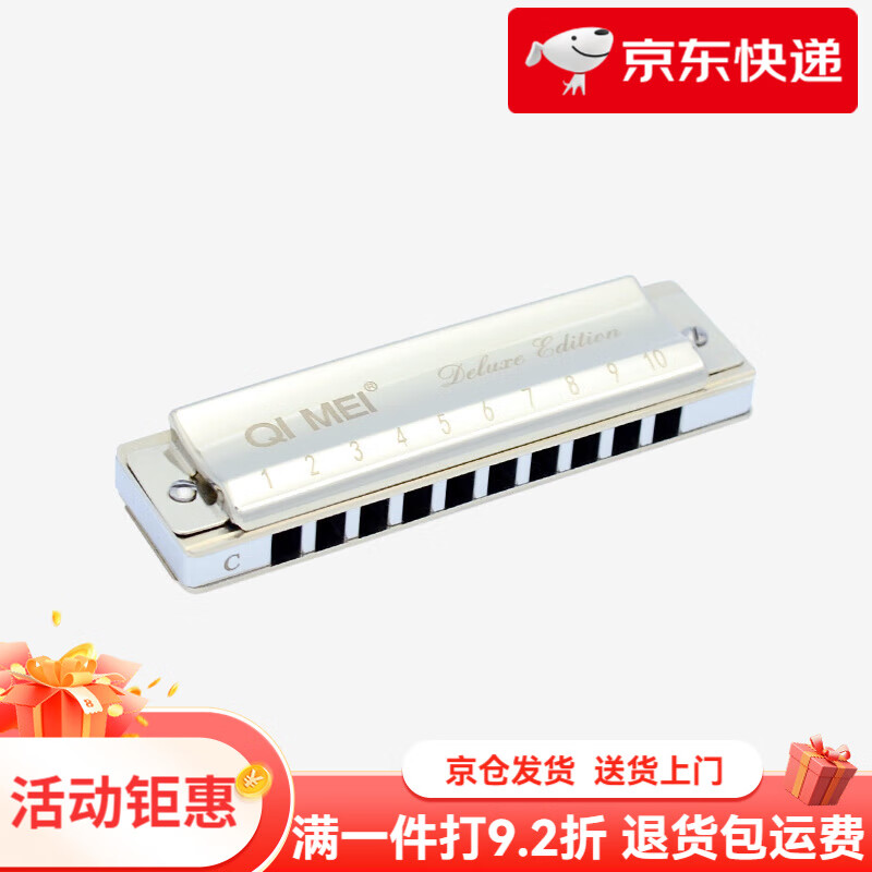 奇美铜格版布鲁斯口琴10孔初学者学生用演奏级十孔蓝调口琴 铜格版布鲁斯