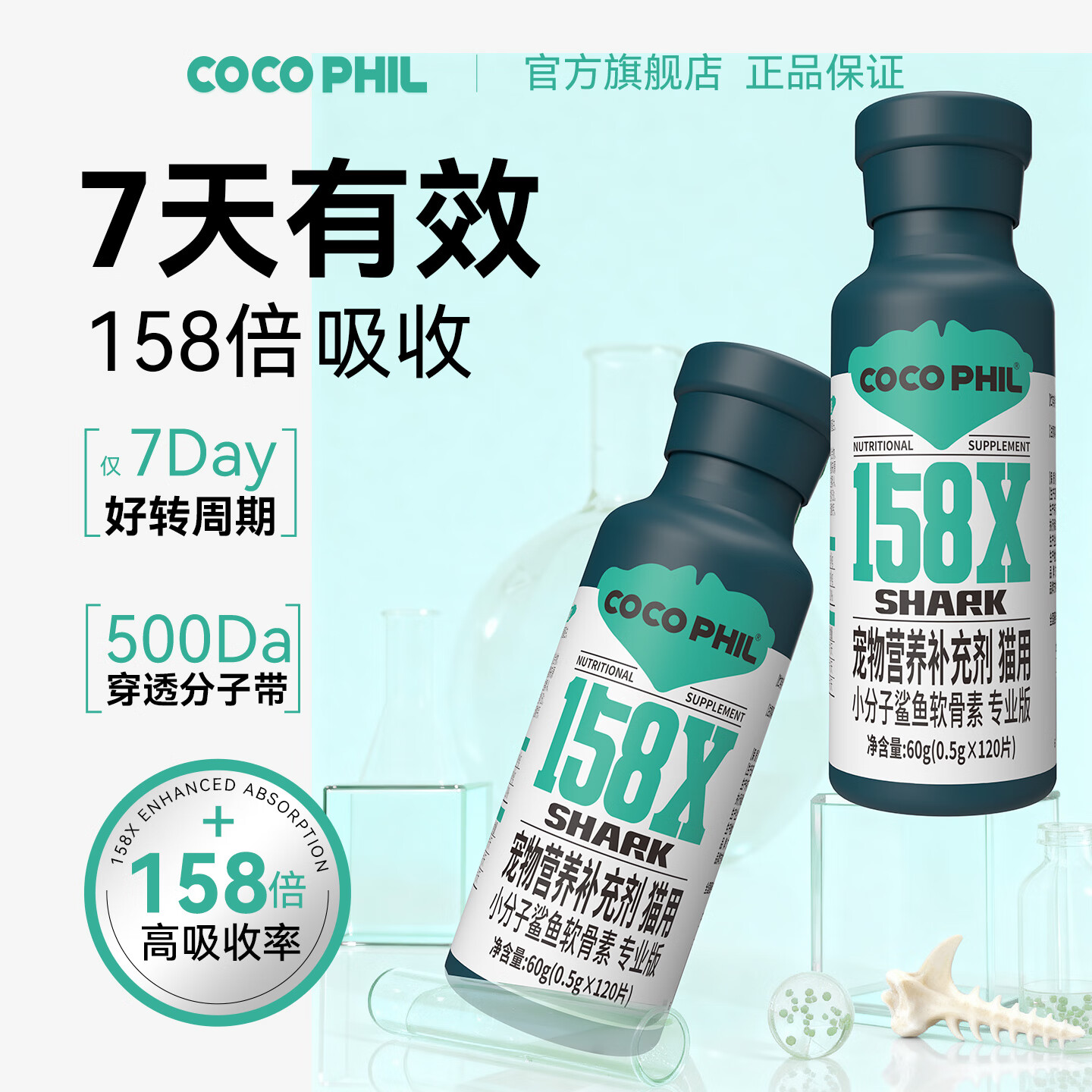 COCO PHIL158倍小分子 鲨鱼软骨素猫用 猫咪关节保护 宠物营养补充剂 猫用小分子鲨鱼软骨素专业版 京东折扣/优惠券