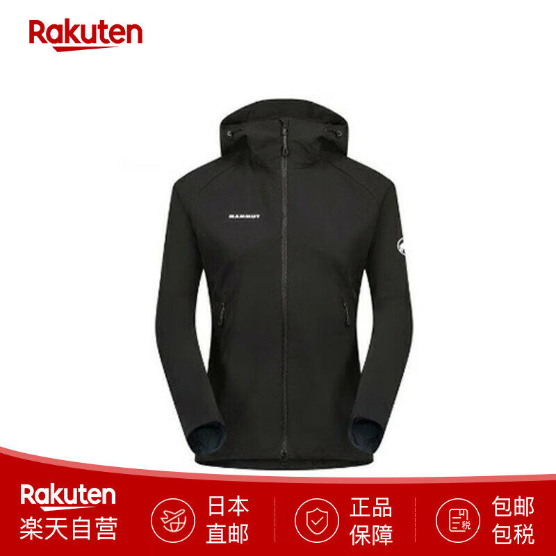 猛犸象（MAMMUT）女士连帽软壳夹克Macun 2.0 SO户外外套上衣1011-00802日光直邮 0001（黑色） M