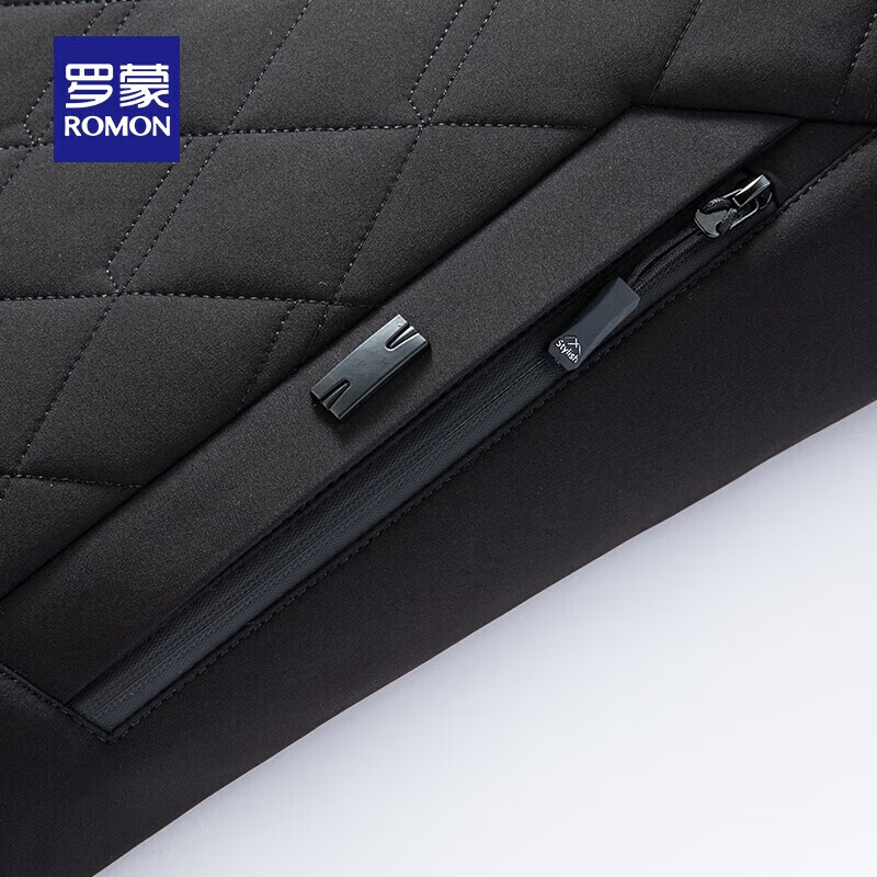 罗蒙（ROMON）加厚棉服2024新款秋冬毛领中老年男士保暖休闲商务防寒棉衣棉袄 黑色 L 175