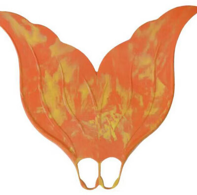 美人鱼脚蹼训练单蹼游泳鱼尾巴海洋馆潜水儿童橡胶柔软 橙色橡胶(40