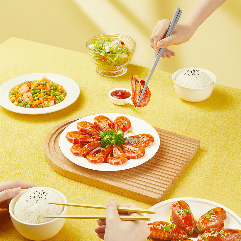 炊大皇（COOKER KING）B.Duck小黄鸭抗菌合金筷创意精美餐具伴手礼礼物餐具 小黄鸭抗菌合金筷10双柠檬黄 10双