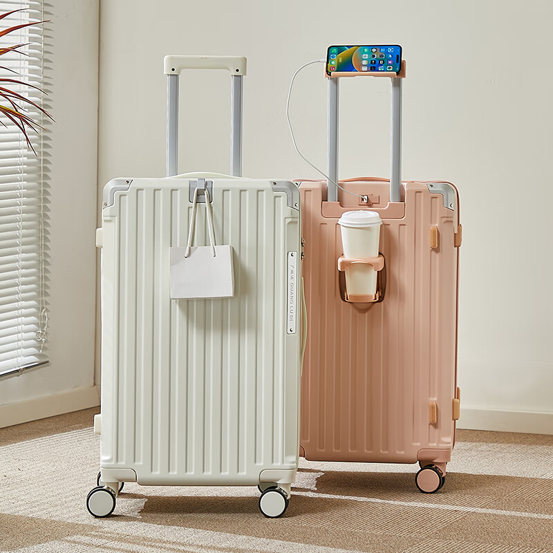 广璐迪（GUANG LU DI）三七分深舱大容量拉杆行李箱学生男万向轮密码箱女旅行箱子皮箱包 三七分大深舱箱/茱萸粉-多功能设计 28英寸 容量堪比衣柜