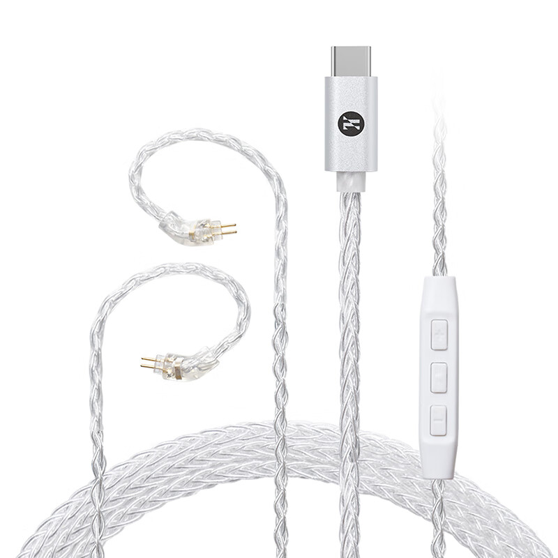 杰仕声（JCALLY）八股线系列 耳机升级线多用途可换线高音质HiFi音频发烧级耳机配件音频线 TC30PRO银色TypeC直头镀银线带麦 QDC接口