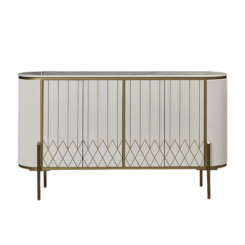 伊琦美 轻奢风玄关柜大理石餐厅边柜美式门客厅收纳柜现代简约鞋柜储物柜 岩板款两门-1米 100*38*81CM 整装  箱框结构