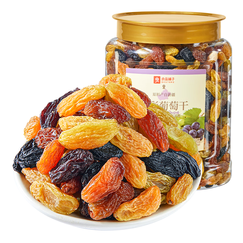 良品鋪子葡萄干零食新疆特產果干蜜餞干果無核休閑食品 【升級五色】五彩葡萄干500g*1罐