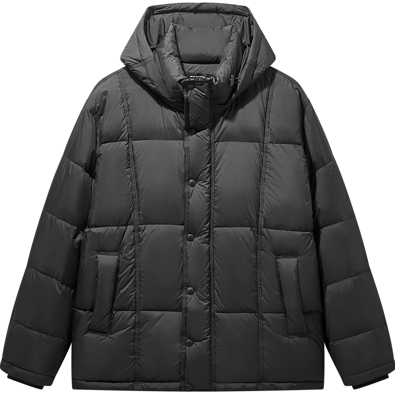 GXG男裝可拆卸連帽羽絨服男25年冬新款 黑色 175/L