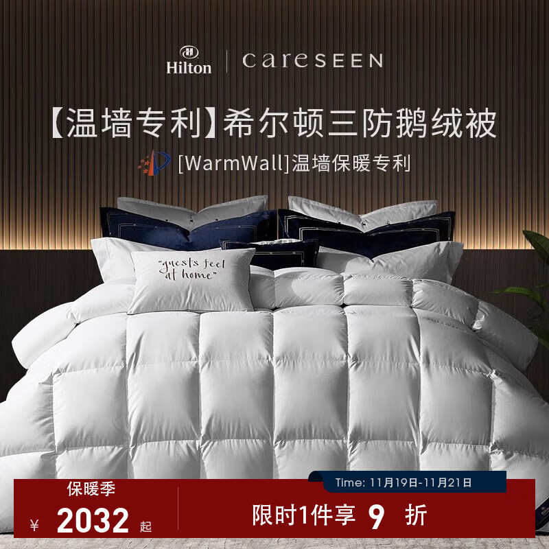 康尔馨【希尔顿白鹅绒被】 五星级酒店120支保暖蓬松95羽绒被芯 白色 【冬被】希尔顿120支专利锁温款 220cm*240cm