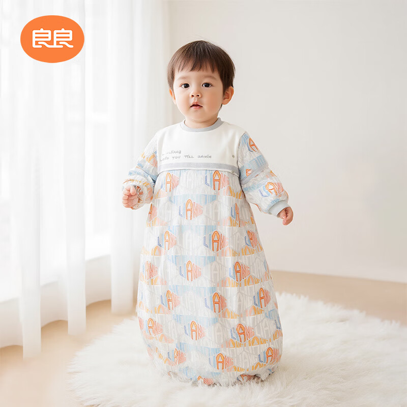 良良【粉丝专属】婴儿秋冬加厚夹棉宝宝可拆袖棉儿童防踢被包裹式睡袋 【一体-幻影·100g】80码 身高75-85cm 80cm（身高75-85cm）1-2岁