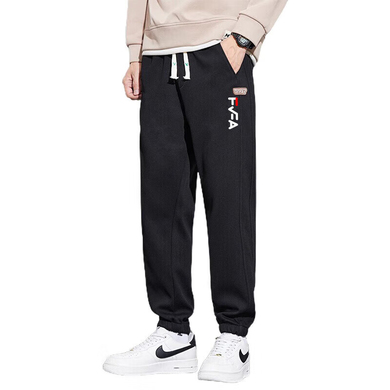 Fila斐家男裤2025新款男士加绒保暖卫裤秋冬针织长裤简约休闲运动裤 斐乐同款卡其色 2XL