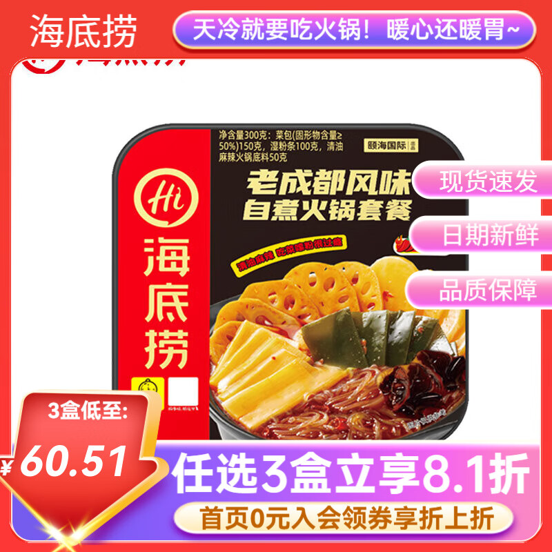 海底捞自热火锅方便速食加班懒人食品自煮学生宿舍夜宵大分量【任选】b 老成都风味300g*1盒