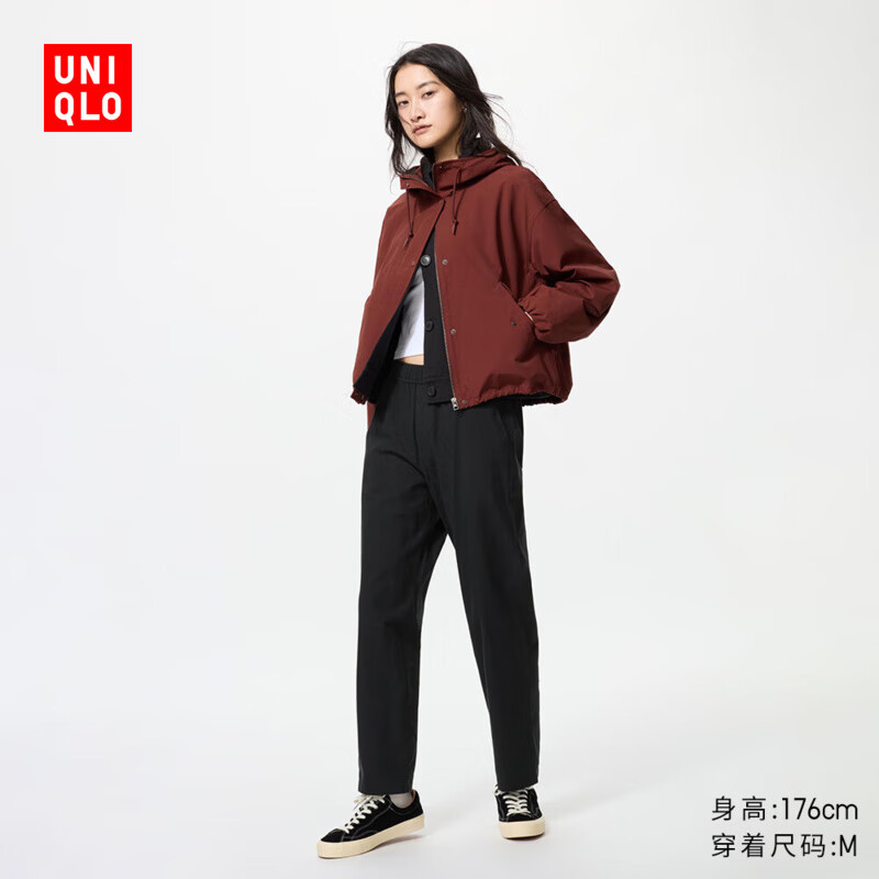 优衣库女装全棉松紧九分裤/休闲加长款66cm~68cm 478209 481411 481411/09黑色 S