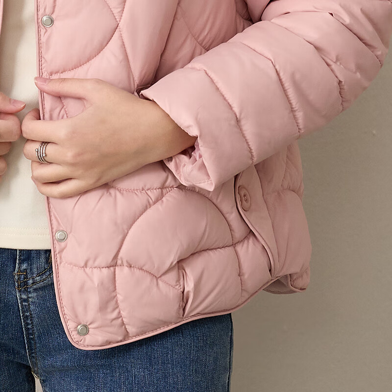 子牧棉麻2025冬装 女休闲百搭短款棉服棉袄时尚洋气保暖棉衣外套8903 粉红色 XL (建议120-135斤)