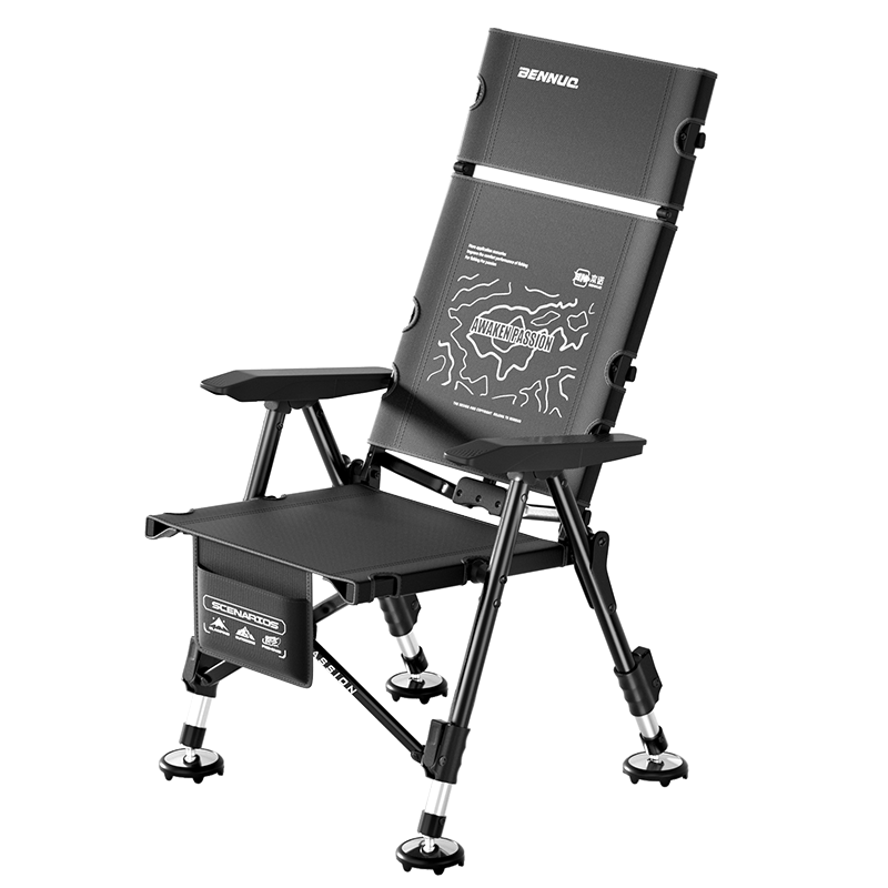 本諾釣椅歐式釣魚椅野釣專用聚攏折疊便攜多地形戶外新型座椅釣魚椅子 卡其色【豎折疊大釣椅】裸椅