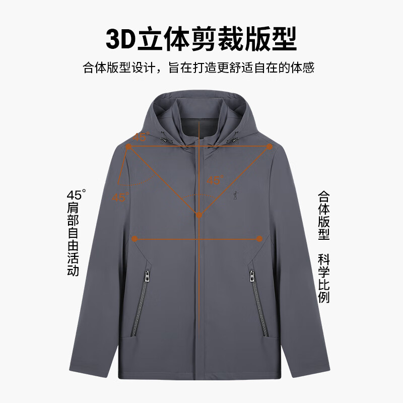 才子（TRIES）夹克外套男士商务行政连帽夹克品牌LOGO纯色户外上衣百搭通勤外套 灰色 2XL (180/96A)