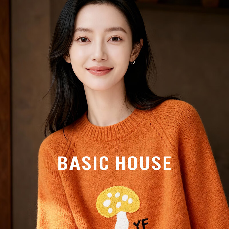 �ټҺã�Basic House��Basic House/�ټҺ�25�ﶬ����Բ��ë��Ů���ɸ����������֯���� ��ɫ M